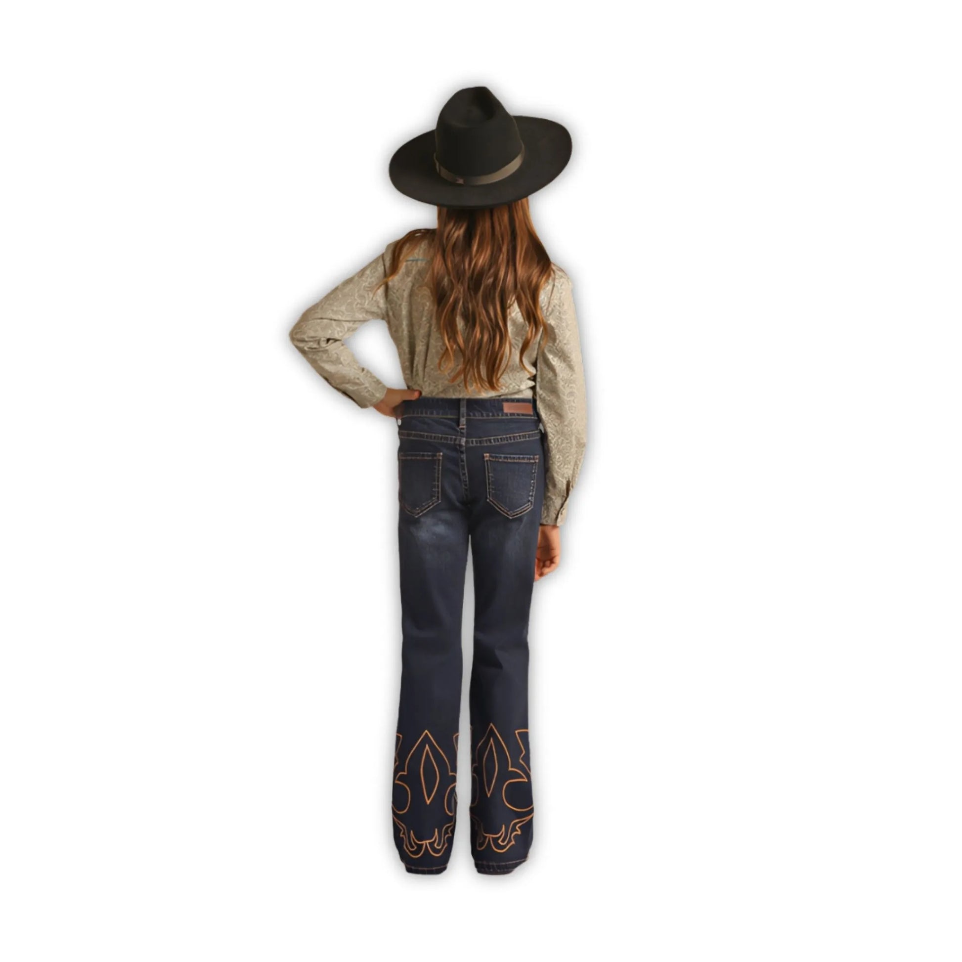 Rock & Roll Girl's Embroidered Denim Mid-Rise Trouser Jeans weis-western-wear