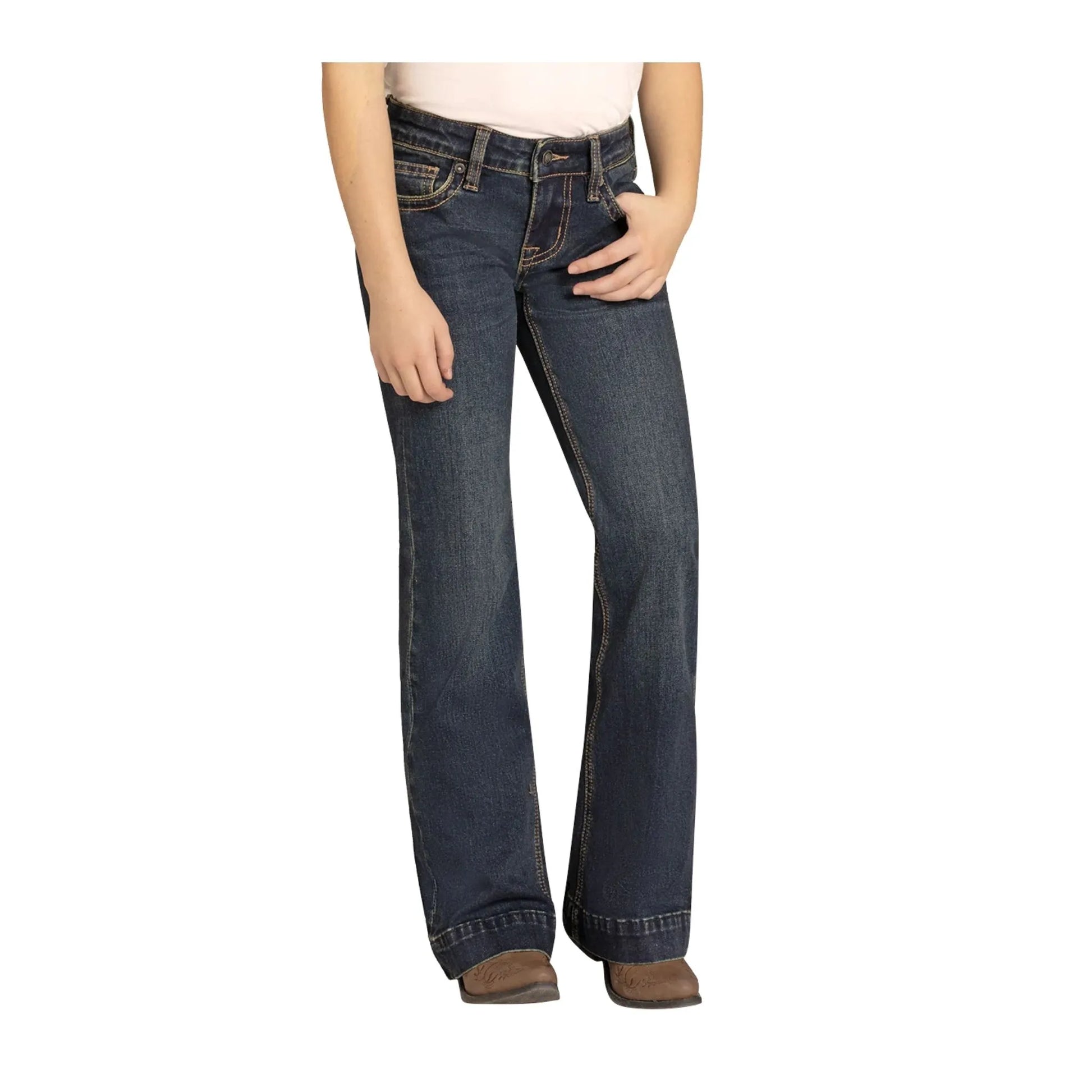 Rock & Roll Girls' Suede Pocket Trouser Jeans weis-western-wear