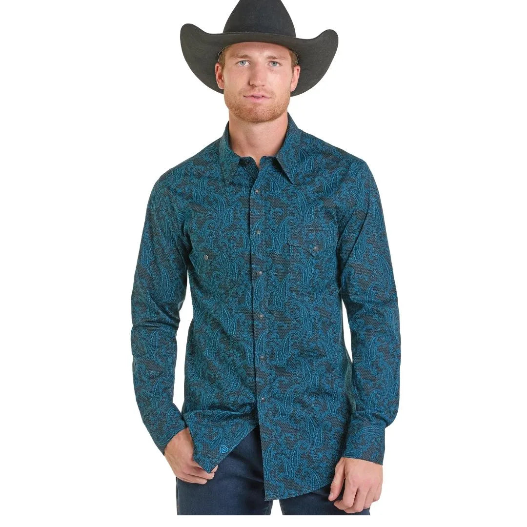 Rock & Roll Men's Paisley Long Sleeve Button Down