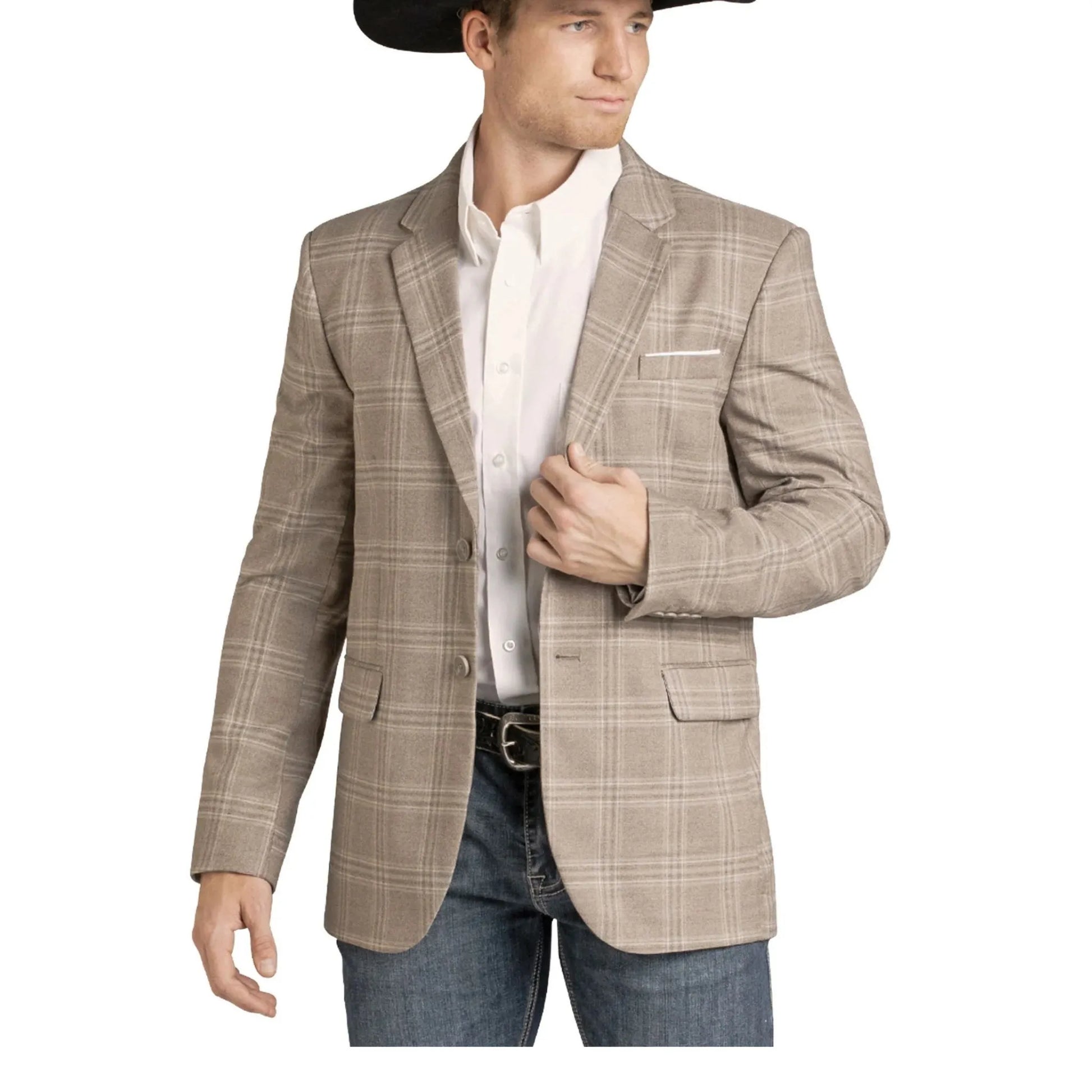 Rock & Roll Men's Plaid Blazer/Sports Coat - Taupe weis-western-wear