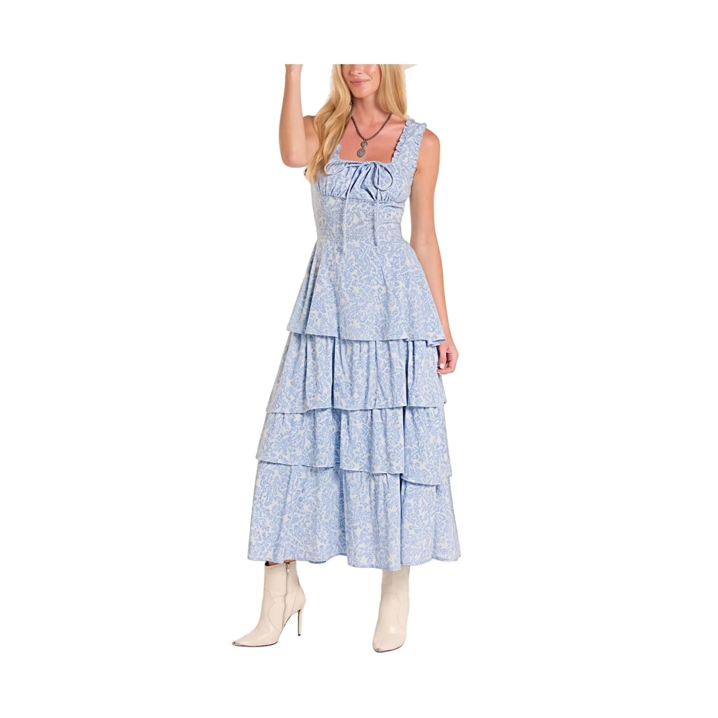 Rock & Roll Women's Flower Print Tiered Dress