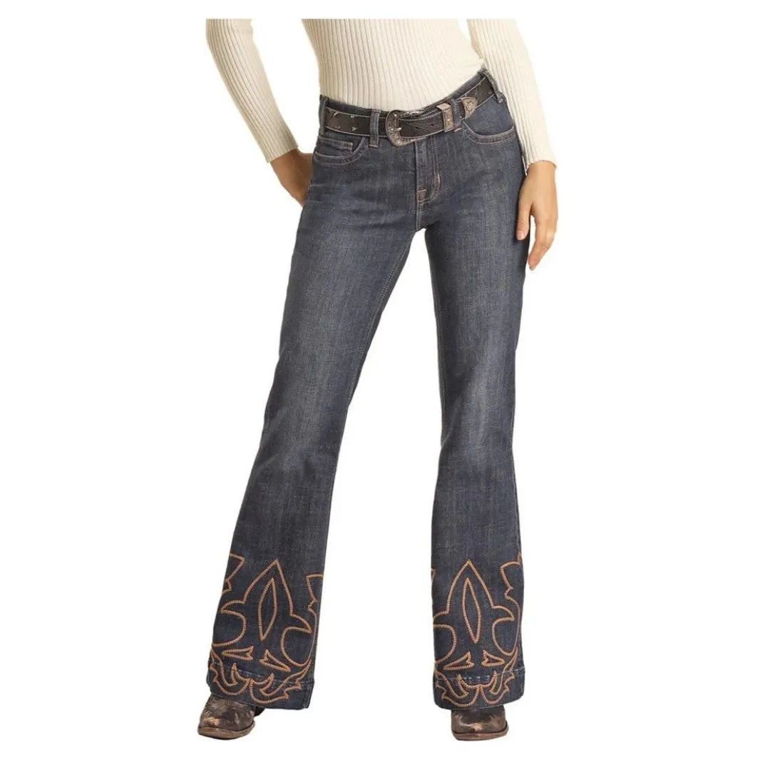 Rock & Roll Women's Mid Rise Trouser Jeans weis-western-wear