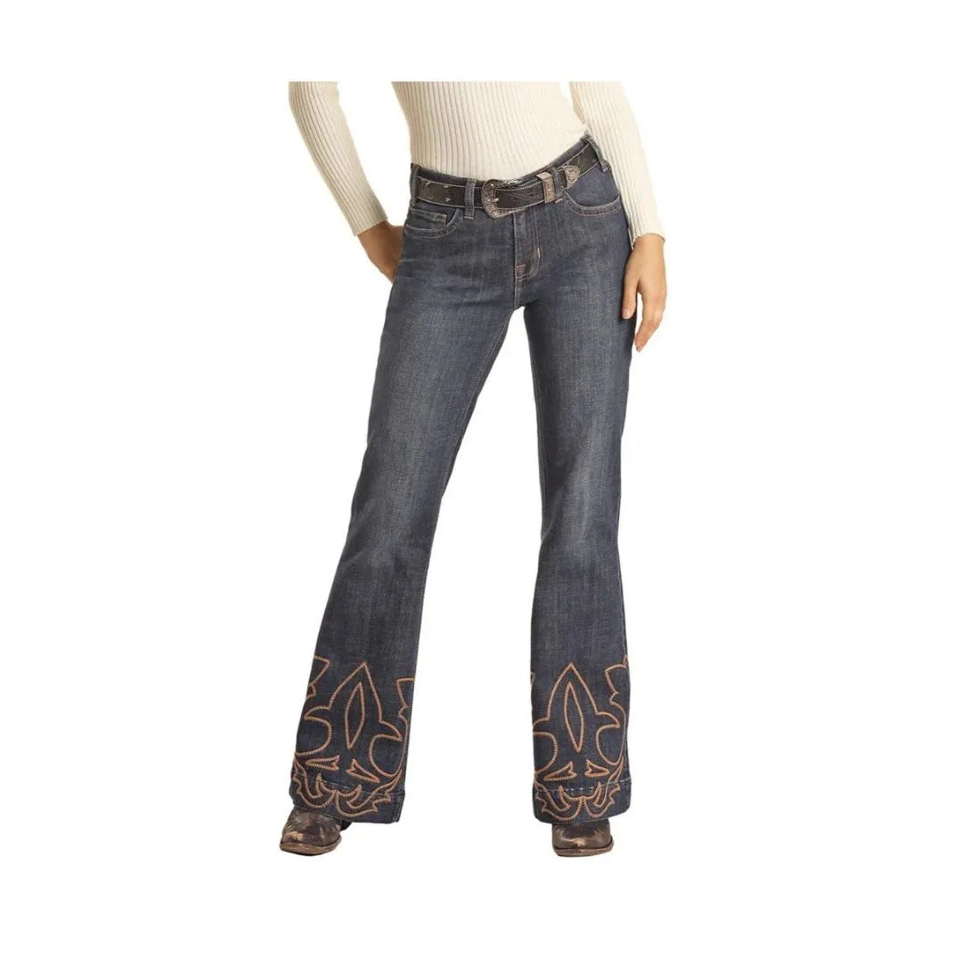 Rock & Roll Women's Mid Rise Trouser Jeans weis-western-wear
