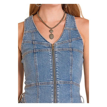 Rock & Roll Women's Seamed Denim Zip Up Vest weis-western-wear