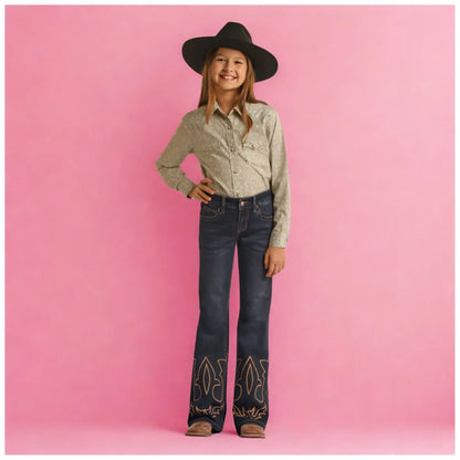 Rock & Roll Girl's Embroidered Denim Mid-Rise Trouser Jeans weis-western-wear