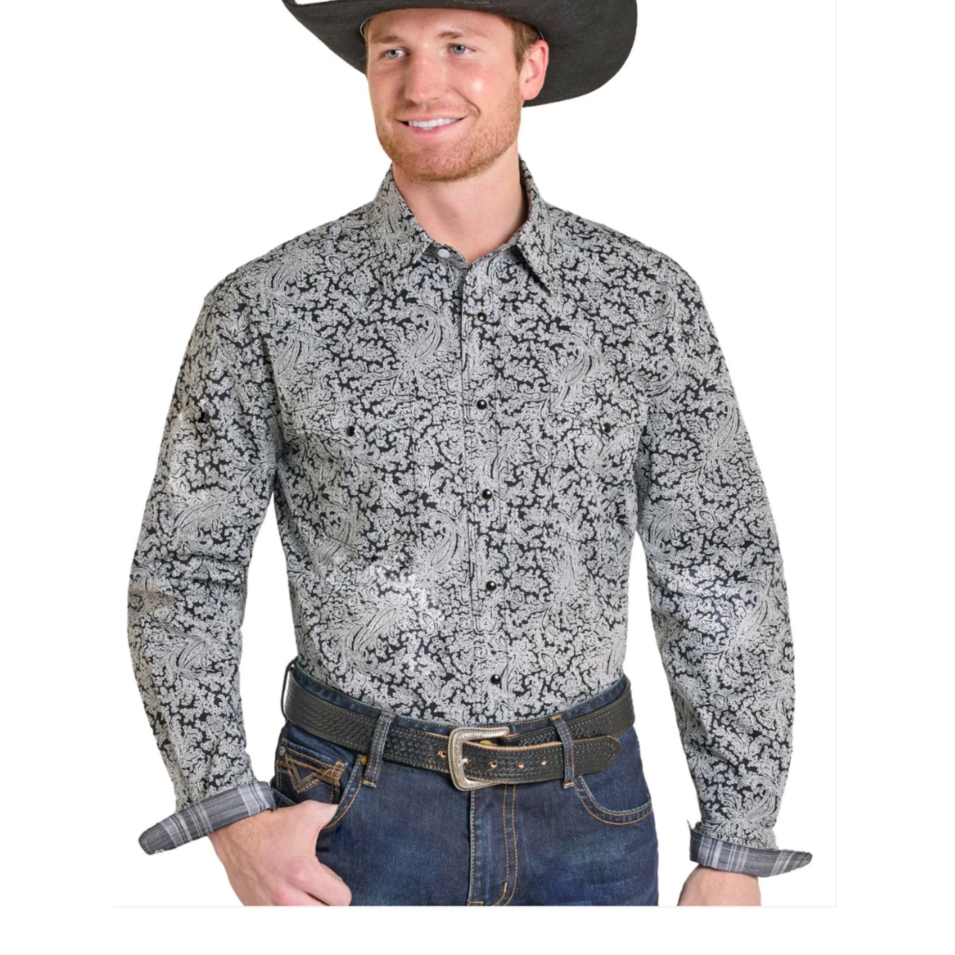 Rock & Roll Men's Long sleeves 2 pocket Snap weis-western-wear