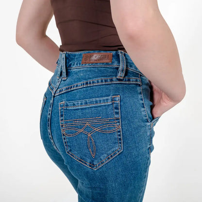 Rock and Roll Women's High Rise front Panel Trouser Jeans Mid Wash