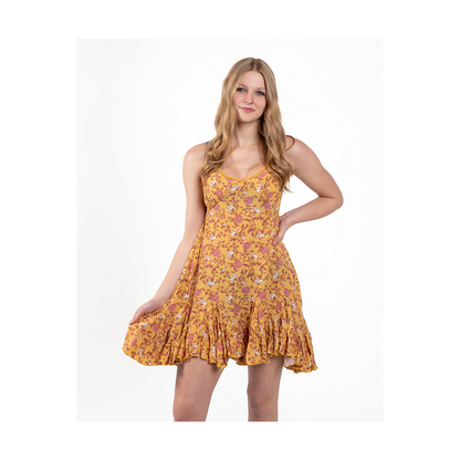 Rock and Roll Floral Print Godet Dress