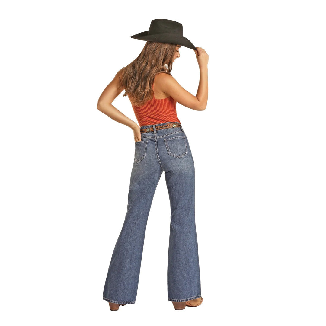 Rock And Roll Women's Distressed Wide Leg Jeans CLEARANCE