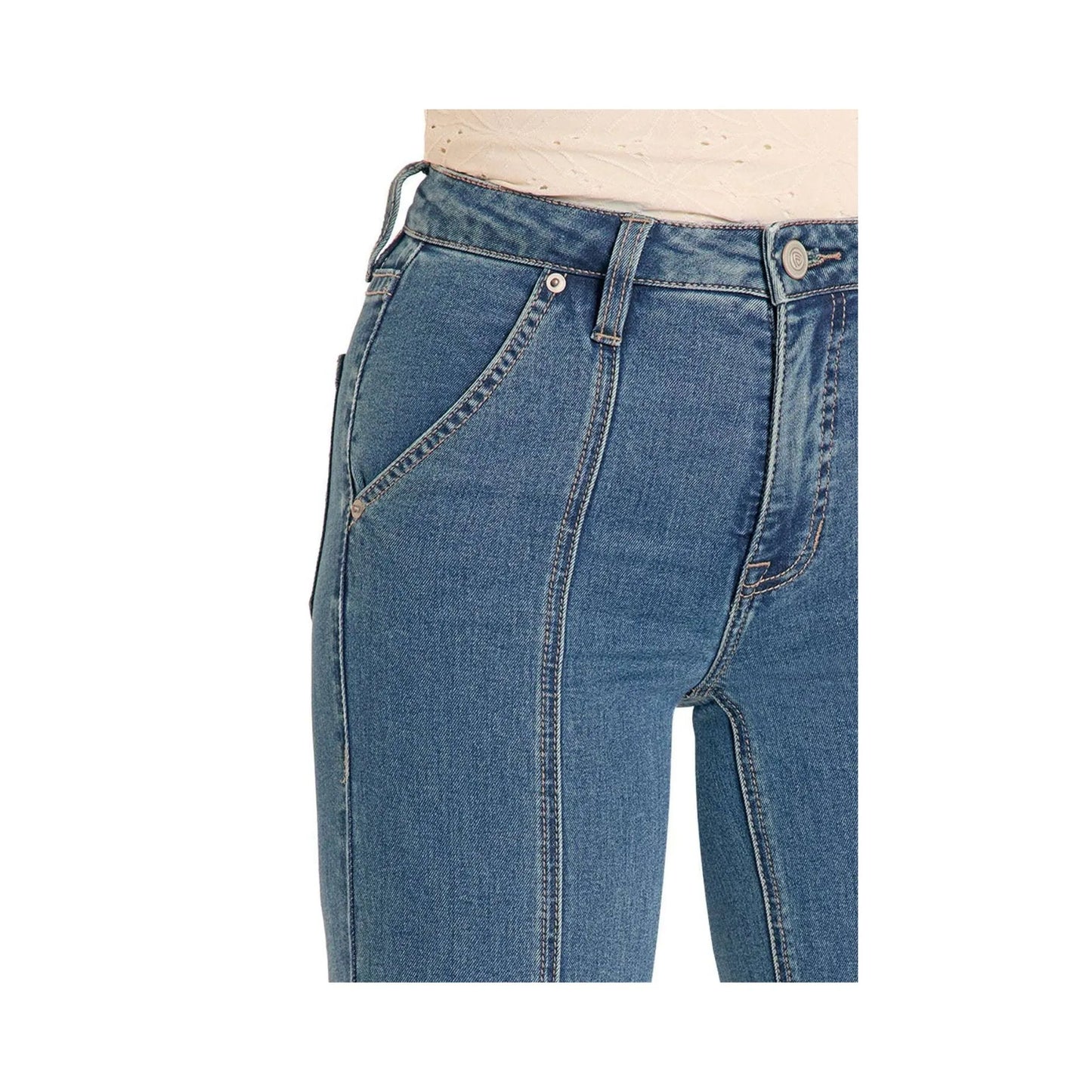 Rock and Roll Women's High Rise front Panel Trouser Jeans Mid Wash