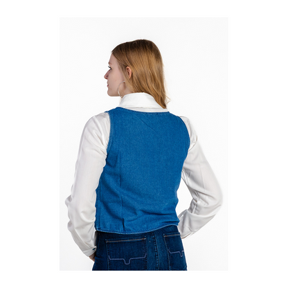 Rockin A Design Women's Denim Tie Vest With Western Stud Trim