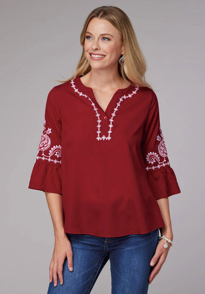 Roper Bell Sleeve Womens Top Red