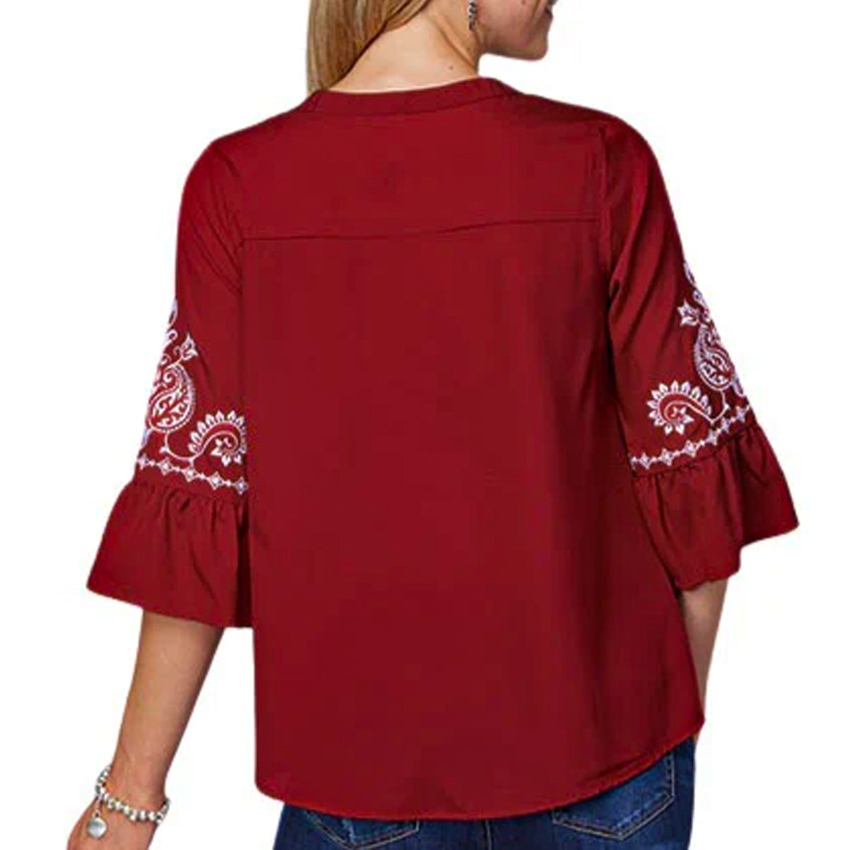 Roper Bell Sleeve Womens Top Red 03-050-0565-5031