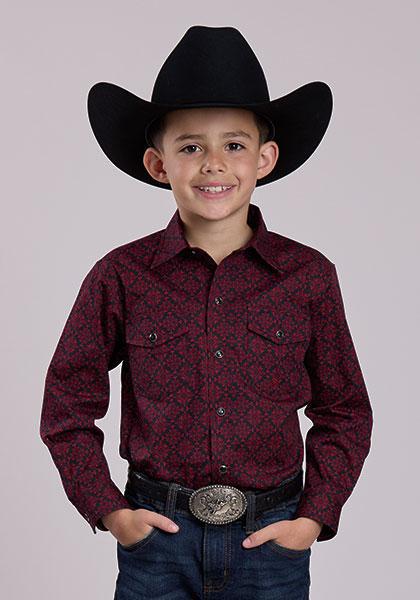 Roper Boy's Amarillo Long Sleeve Western Shirt Match Dad weis-western-wear