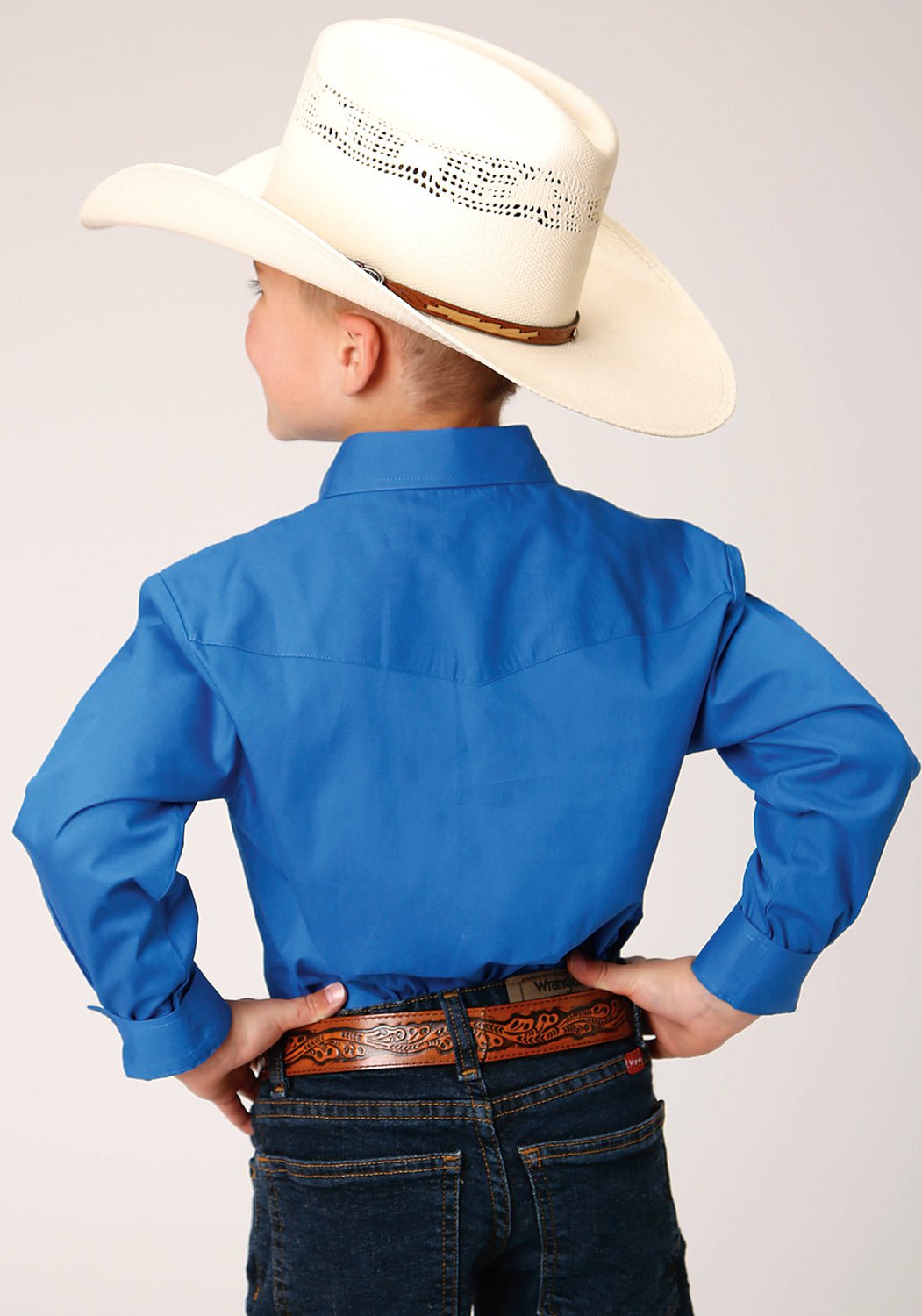 Roper Boy's Western Long Sleeve Shirt Blue