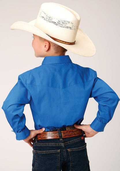 Roper Boy's Western Long Sleeve Shirt Blue