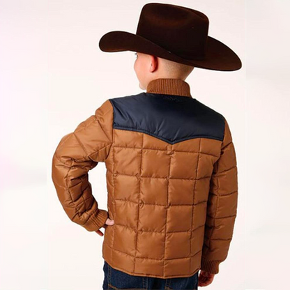 Roper Boys Kids Brown Polyester Quilted Poly-Filled Jacket 03-397-0761-0532