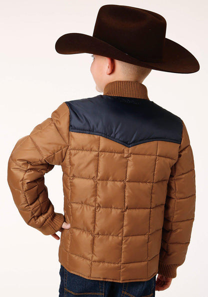 Roper Boys Kids Brown Polyester Quilted Poly-Filled Jacket