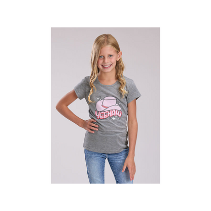 Roper Girl's Jersey Knit Yeehaw T-Shirt Grey