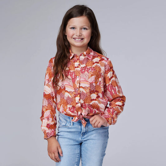 Roper Girl's Long Sleeve Cacti Print Snap Shirt 03-080-0590-4045