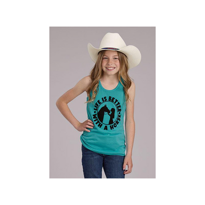 Roper Girl's Turquoise Jersey Knit Racerback Tank