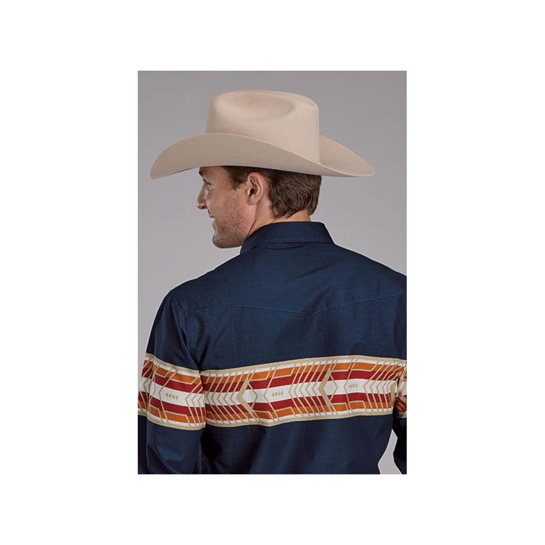 Roper Men's Aztec Border Print Long Sleeve Snaps Western Shirt