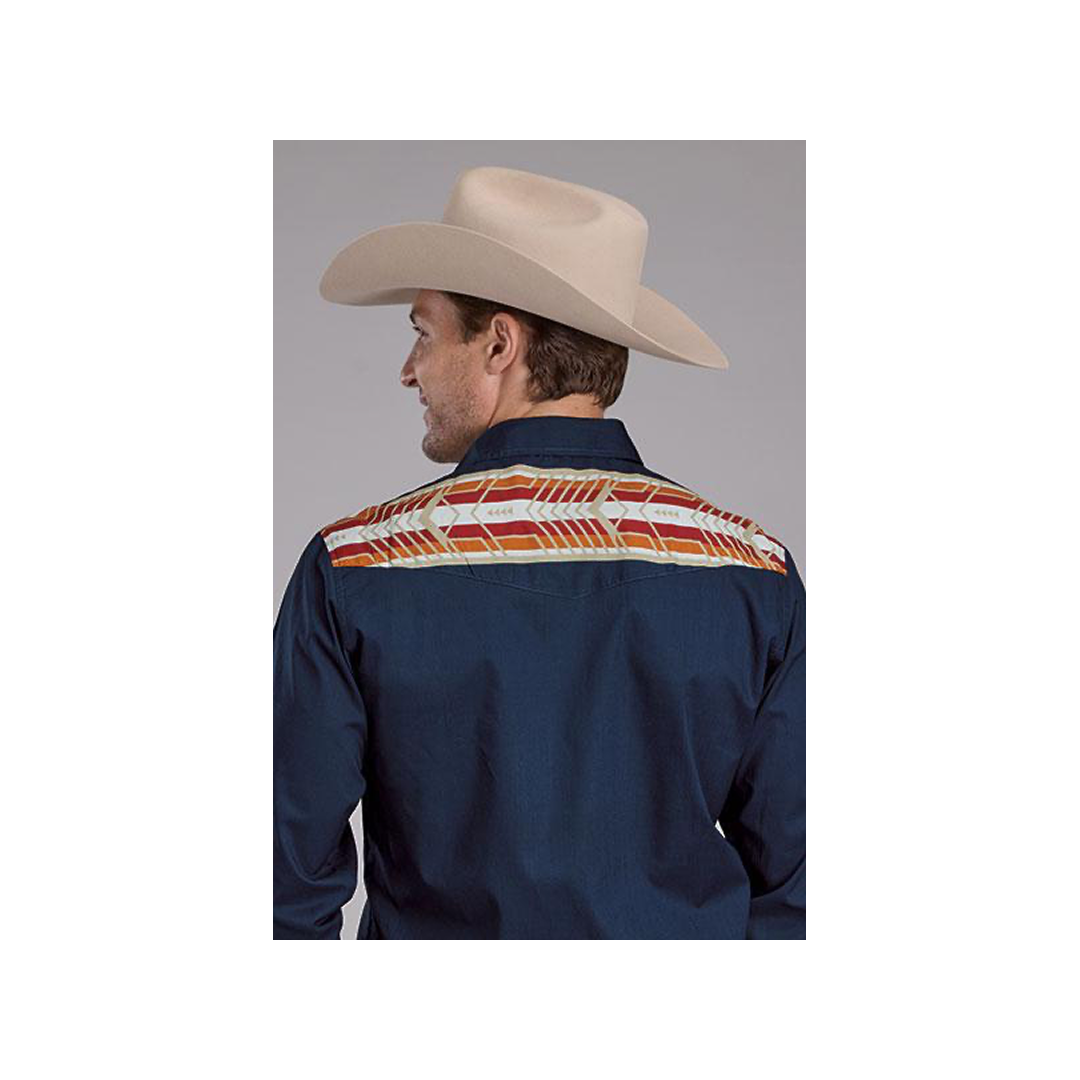 Roper Men's Border Print Snaps Long Sleeve Western Shirt