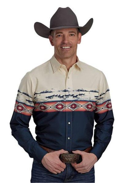 Roper Men's Button Up Shirt Open Range Border 03-001-0421-0648