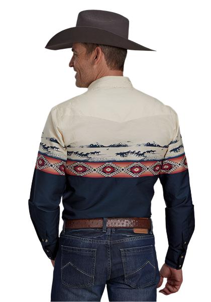 Roper Men's Button Up Shirt Open Range Border 03-001-0421-0648