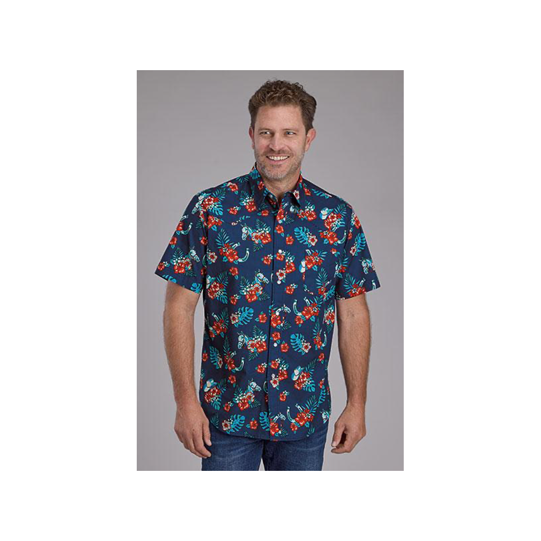 Roper Men's Hawaiian Print Snaps Short Sleeve Western Shirt
