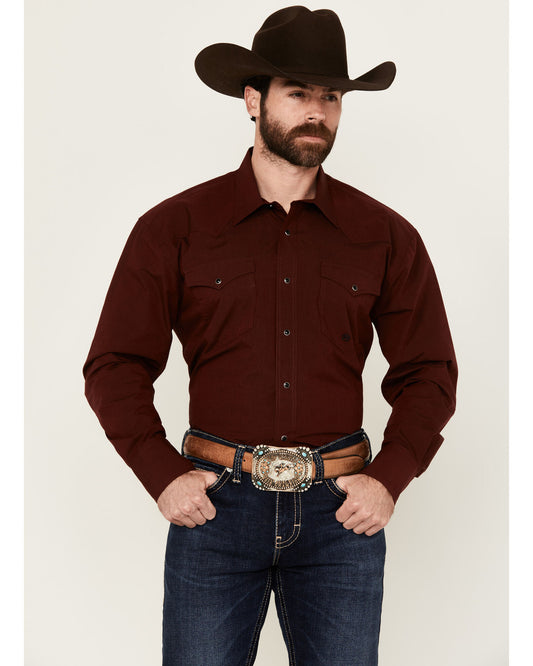 Roper Men's Long Sleeve Burgundy