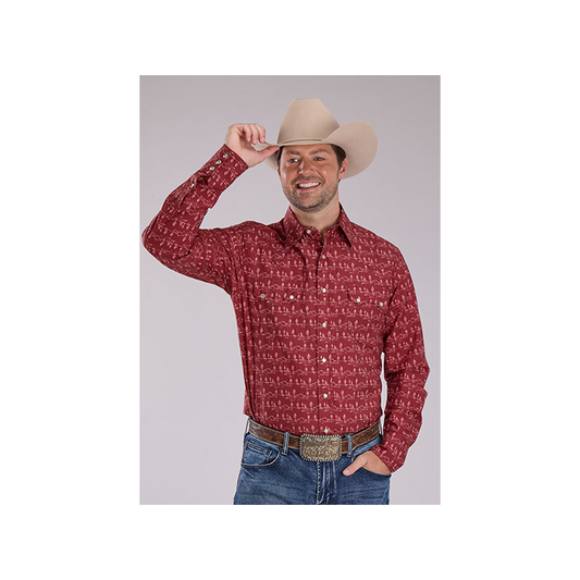 Roper Men's Long Sleeve Button Up Desert Stripe Print Shirt