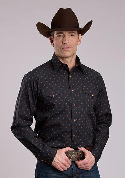 Roper Men's Long Sleeve Snap Diamond Print Shirt weis-western-wear