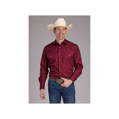 Roper Men's Long Sleeve Snap Shirt In Berry