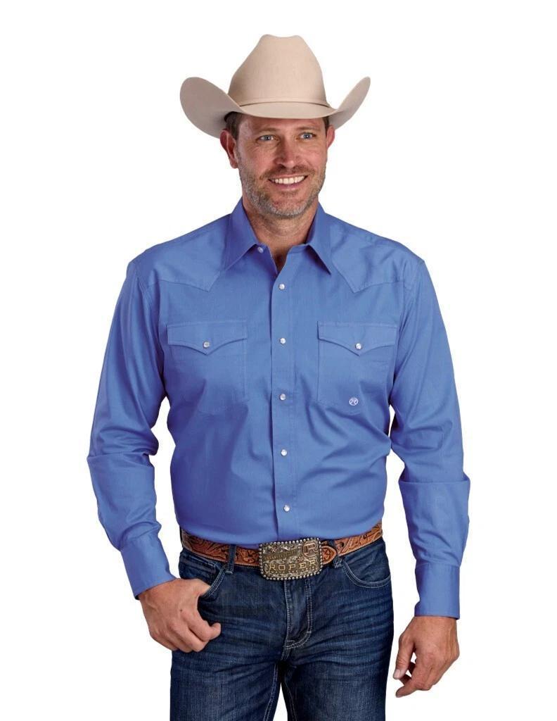 Roper Men's Long sleeves Snap Jade Green & Blue weis-western-wear