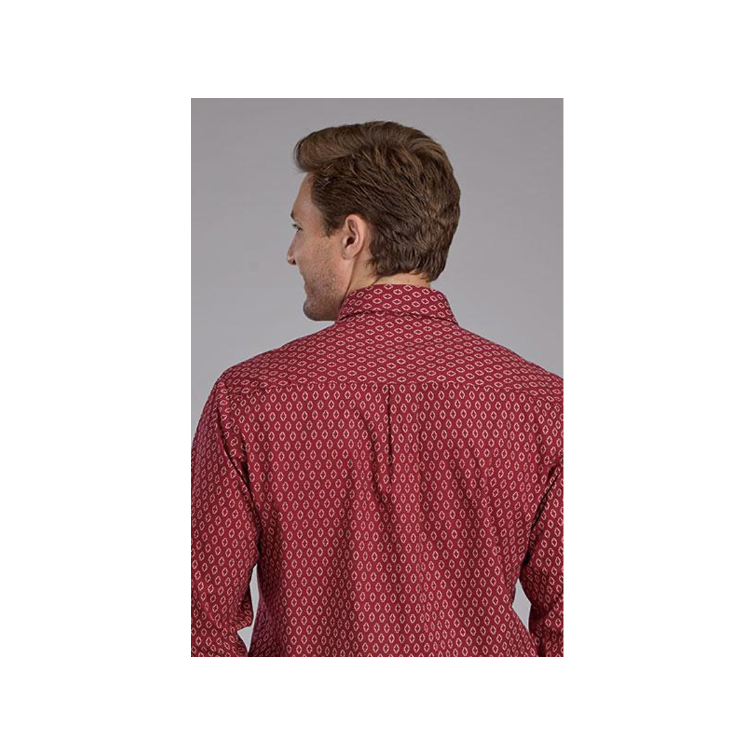 Roper Men's Red Geo Print Snaps Western Shirt