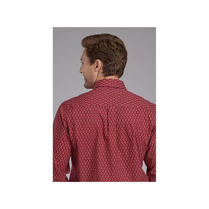 Roper Men's Red Geo Print Snaps Western Shirt