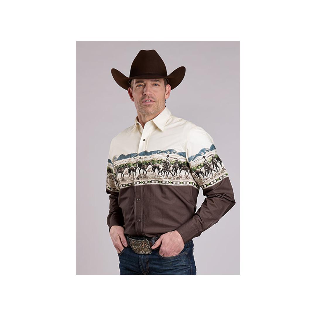 Roper Men's Scenic Print Long Sleeve Snap Western Shirt weis-western-wear