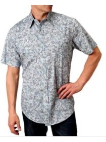 Roper Men’s Shirt Western Short Sleeve Snaps 03-002-0064-4042 BU - CLEARANCE