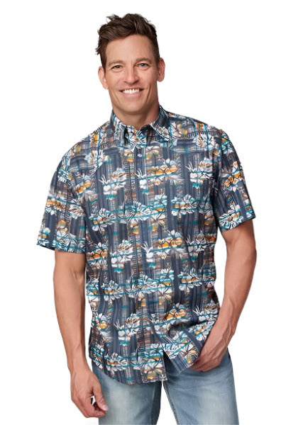 Roper Men's Snap Front Tropical Print Shirt 03-002-0064-0467 GY