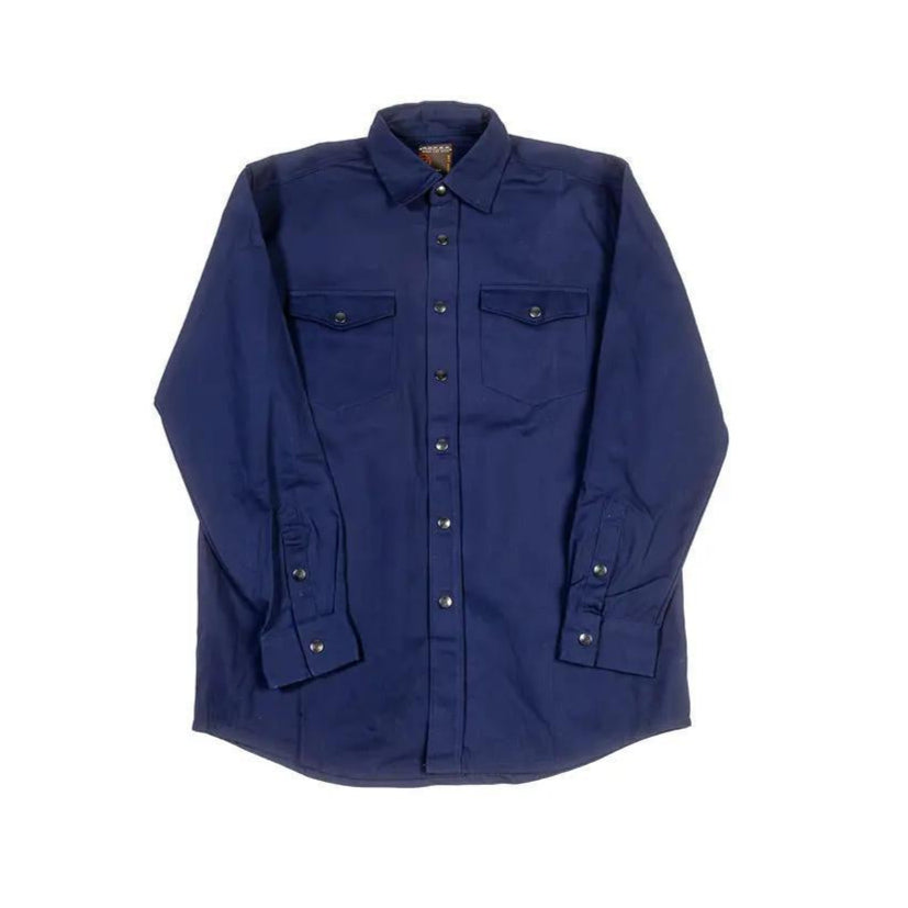 Roper Men's Solid Blue Twill Long Sleeve Snap Shirt