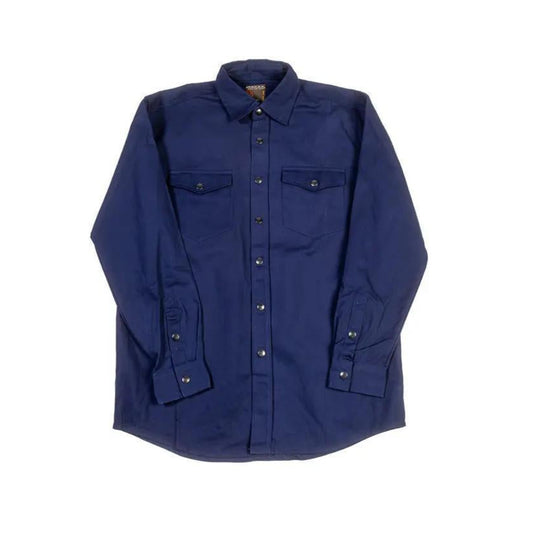 Roper Men's Solid Blue Twill Long Sleeve Snap Shirt