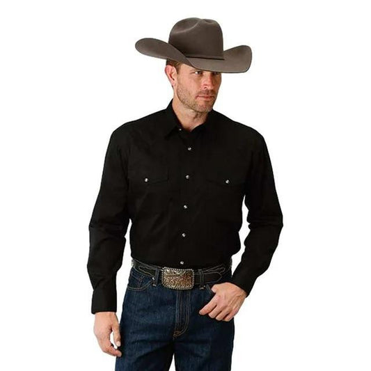 Roper Men's Solid Poplin Back Yoke Snap Shirt