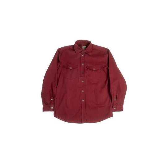 Roper Men's Solid Red Twill Long Sleeve Snap Shirt