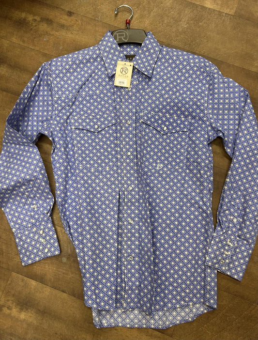Roper Periwinkle Foulard Men's Snap Button Shirt