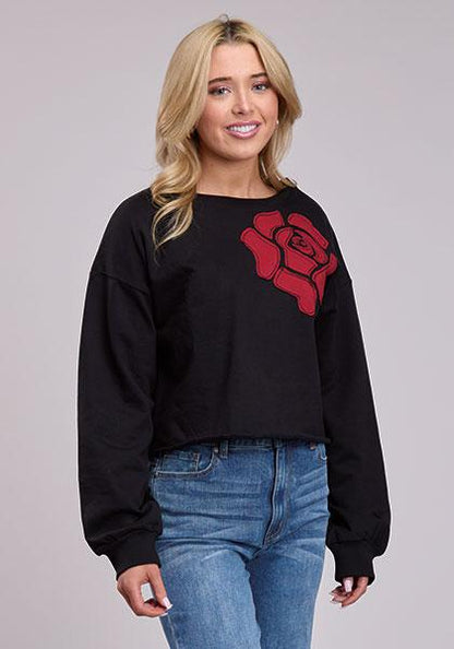 Roper Women's Black Fleece Crop Sweatshirt weis-western-wear
