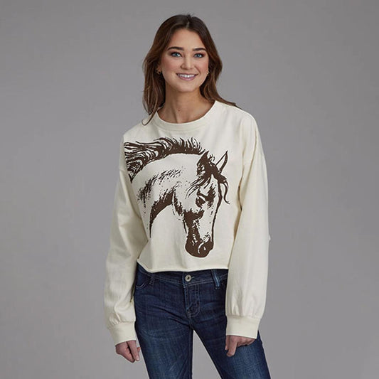 Roper Women's Cotton Fleece Crew Neck Pullover