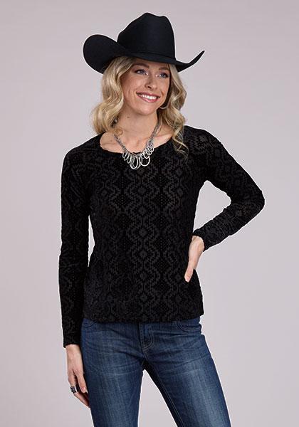 Roper Women's Wonderful Mesh "Velour" Burnout Top Raglan Sleeve weis-western-wear