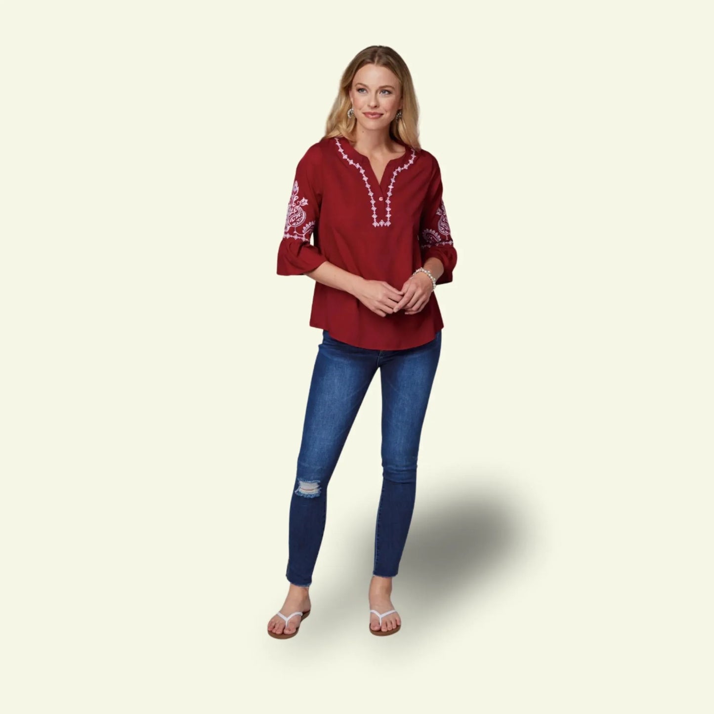 Roper Women's Bell Sleeve Top Red