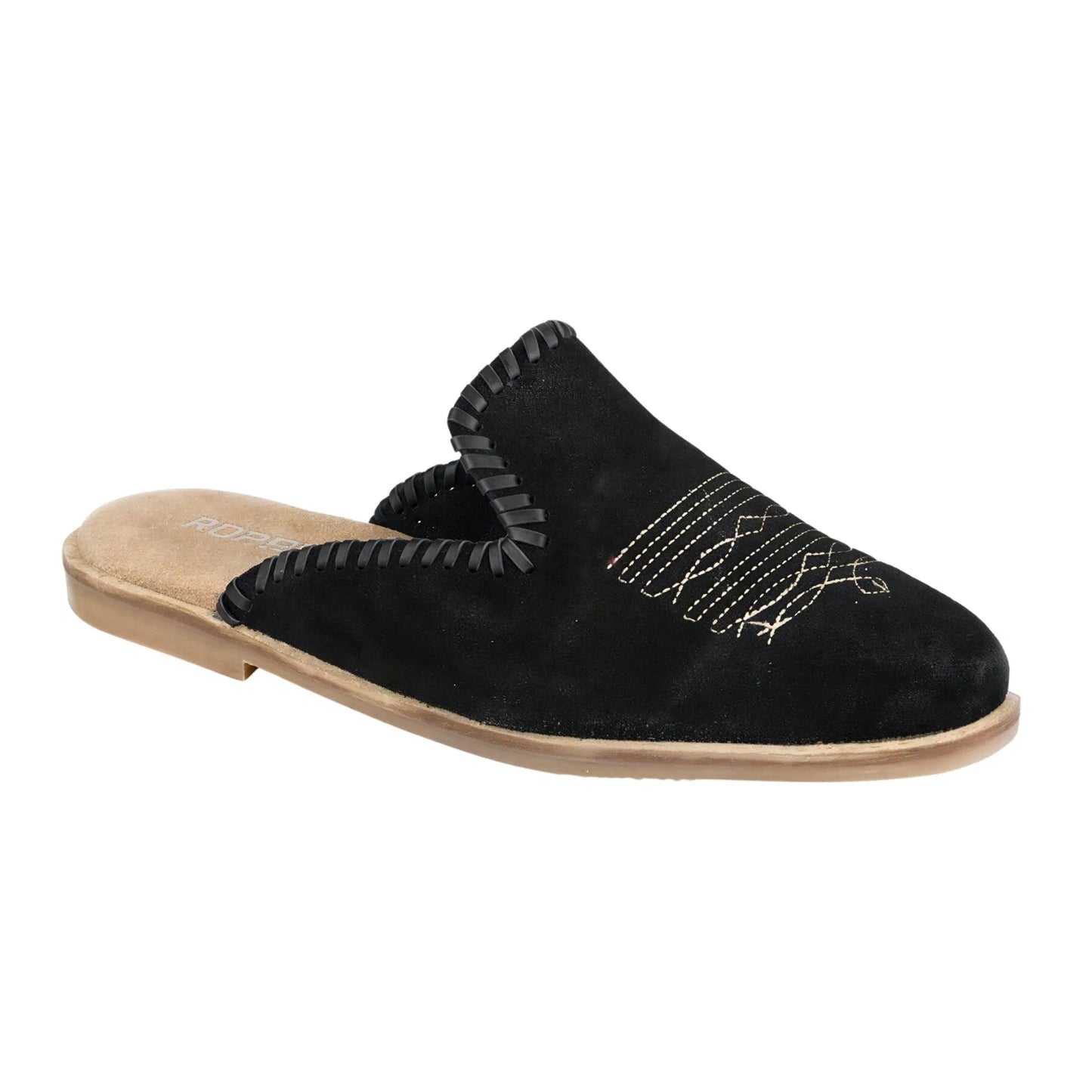 Roper Black Cow Suede Mule